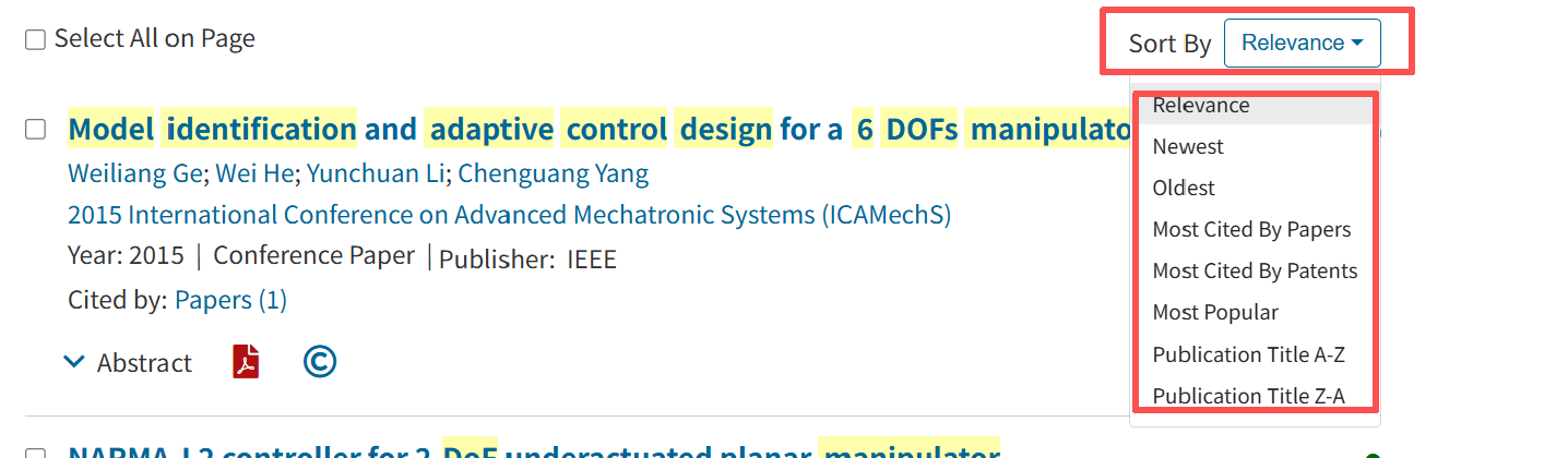 Sort Options